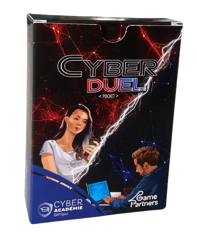 Version personnalisée de Cyber Duel Pocket avec le logo de la Cyber Académie de GRTgaz. / Customized version of Cyber Duel Pocket with GRTgaz Cyber Academy logo.
